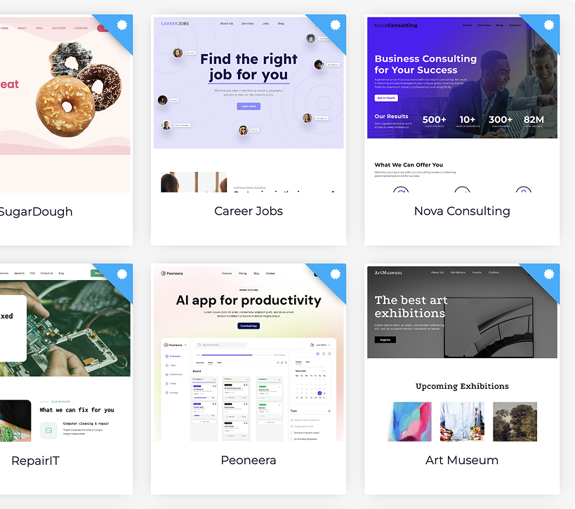 Ejemplos de webs profesionales creadas con IA para diferentes sectores