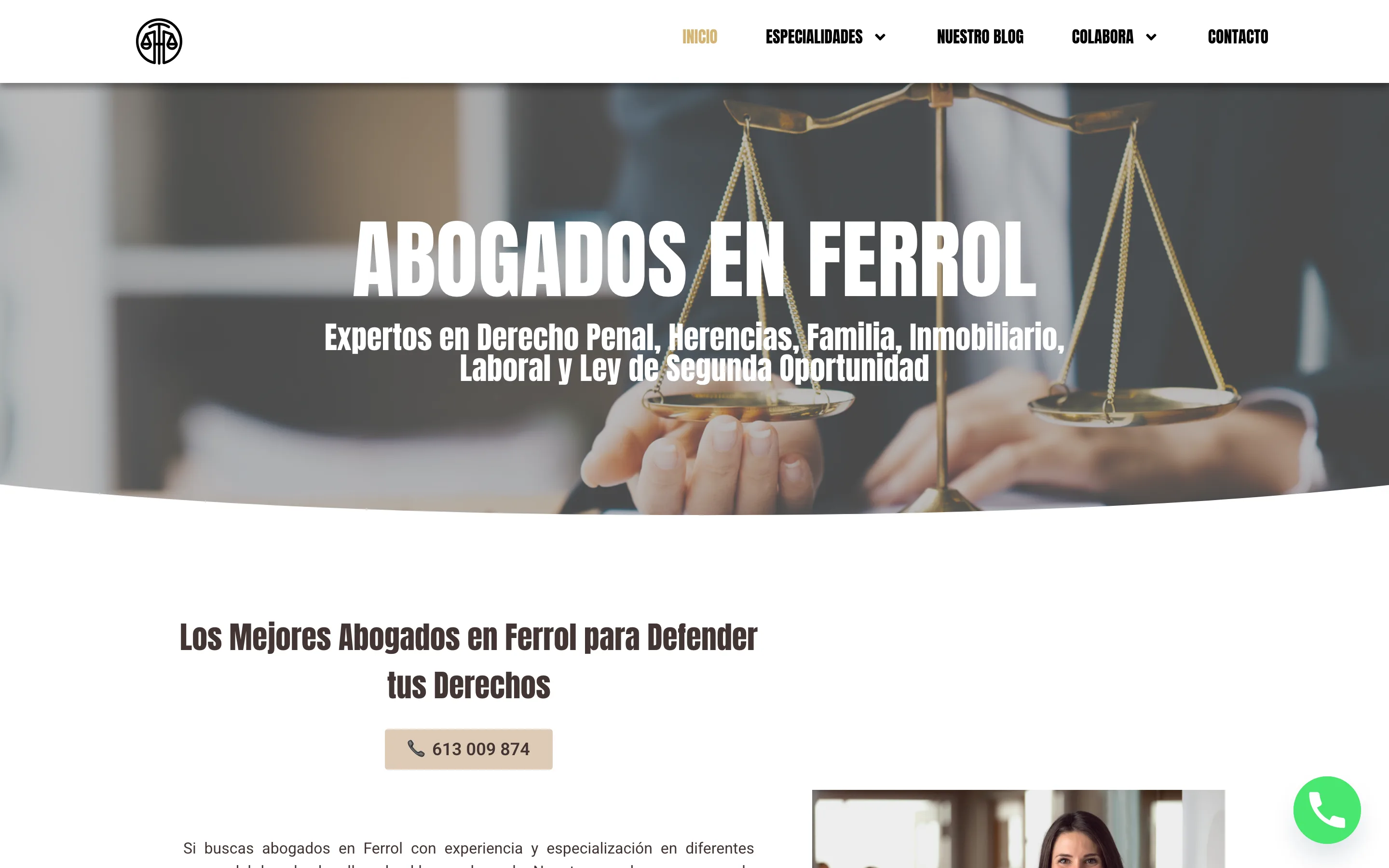 Diseño web de Abogados en Ferrol creado por VisualTec HOST