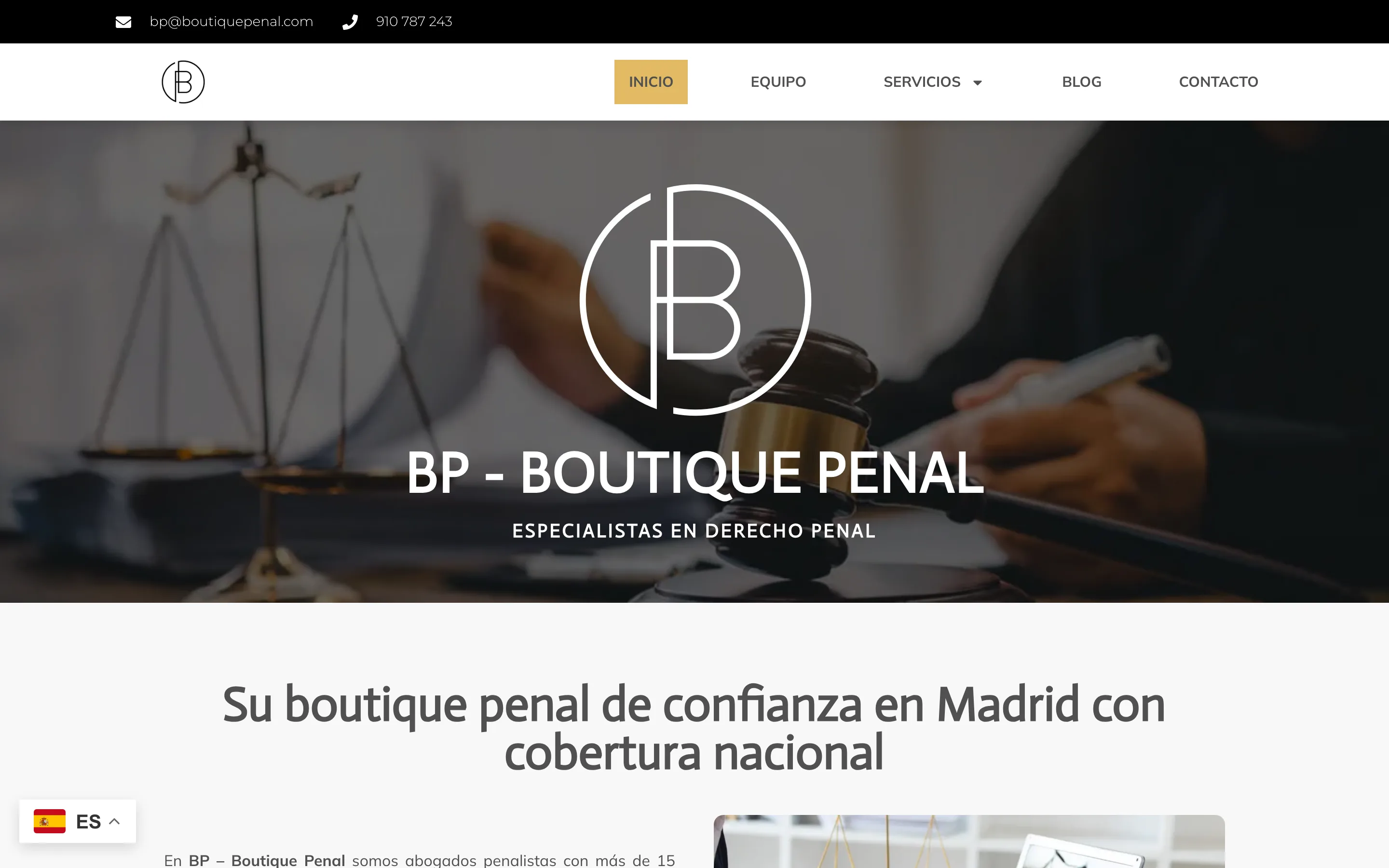 Diseño web de Boutique Penal creado por VisualTec HOST