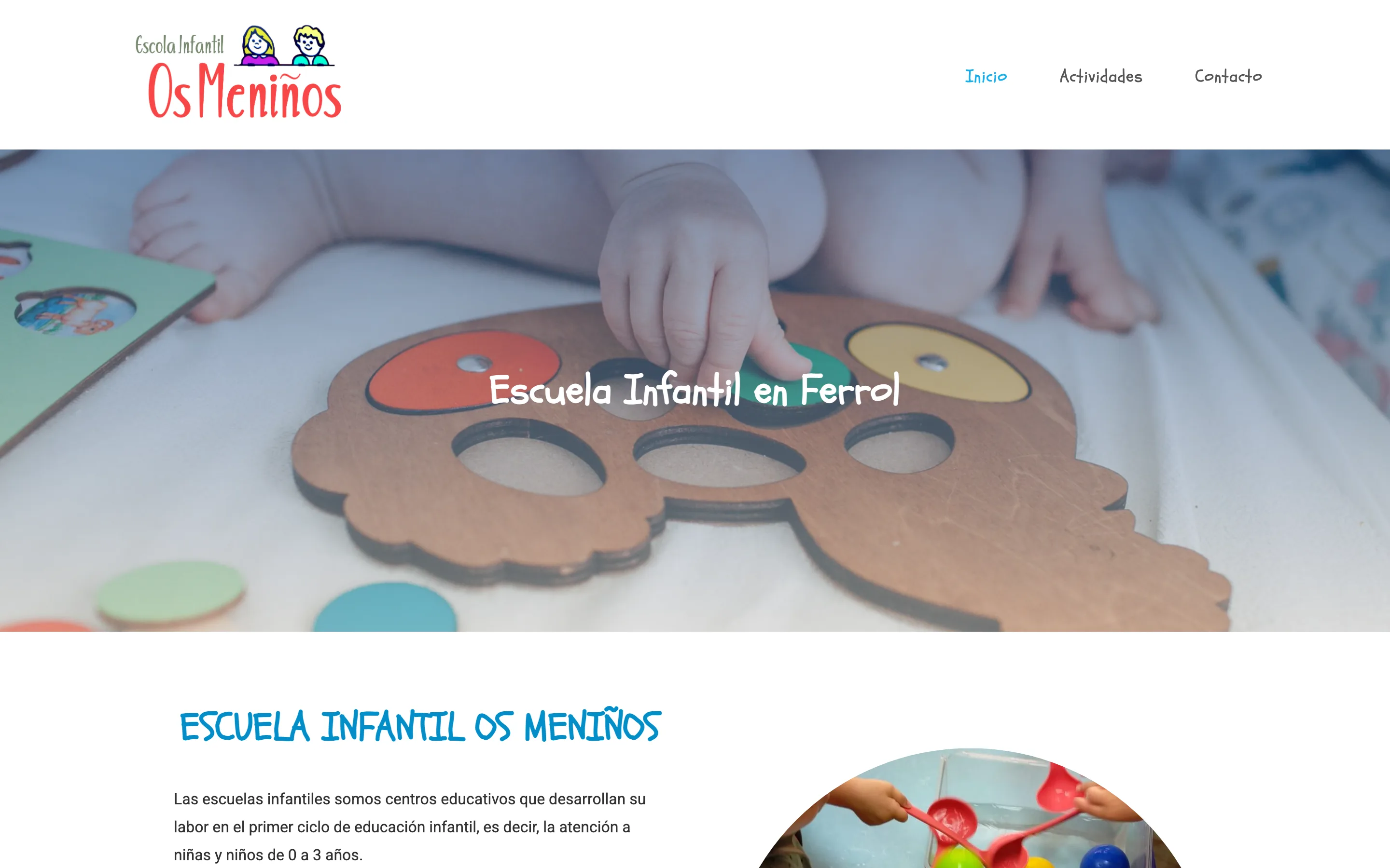 Diseño web de Escola Os Meniños creado por VisualTec HOST